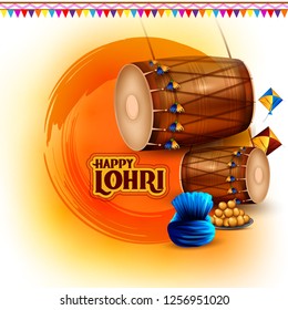 Holiday greetings background for celebrating harvest festival of Punjab India Lohri. Vector illustration