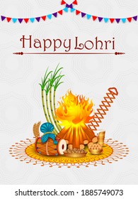 Holiday greetings background for celebrating harvest festival of Punjab India Lohri. Vector illustration