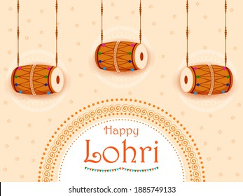 Holiday greetings background for celebrating harvest festival of Punjab India Lohri. Vector illustration