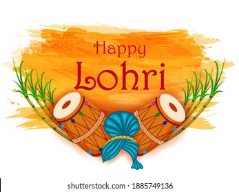 Holiday greetings background for celebrating harvest festival of Punjab India Lohri. Vector illustration