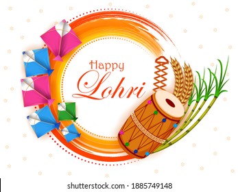 Holiday greetings background for celebrating harvest festival of Punjab India Lohri. Vector illustration