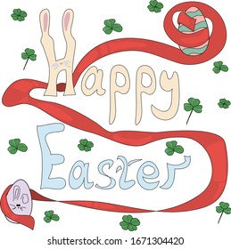 Holiday greetings card "happy easter". Hand draw and hand lettering 