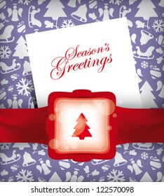 Holiday Greetings Card Wrap Vector Illustration with Christmas Background Pattern