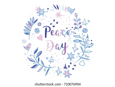 Holiday greetings illustration International Peace Day. Vector illustration for you. Modern fashion trend design.