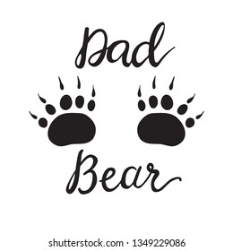 Holiday Greetings On Mother's Day. Vector Greeting Card For Gift Tag Decor. Calligraphy Lettering Inscriptions. Papa Bear