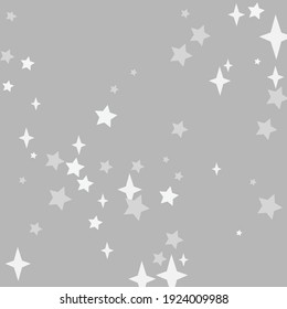 Holiday Grey Sky Magic Mystery Gray Wallpaper. Cozy Kids Print Bright Night Light Background. Pastel Stars Calm Cold Christmas Ornament. Winter White Silver New Year Monochrome Wallpaper.