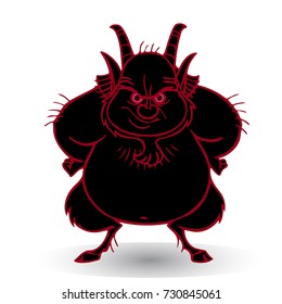 Holiday Halloween, black devil, silhouette on white background.vector