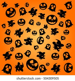 holiday halloween ghost witch pumpkin black and orange set 
