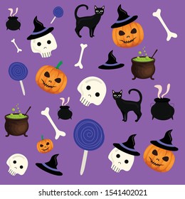 holiday halloween illustration night horror celebration pumpkin poster card ghost dark