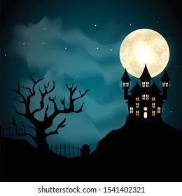 holiday halloween illustration night horror celebration pumpkin poster card ghost dark