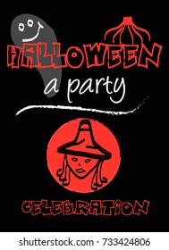 holiday halloween, postcard, poster, vector, party