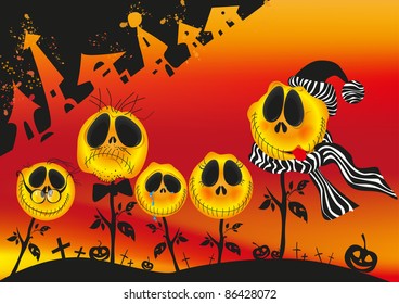 Holiday Halloween (pumpkin fire skull costume night)