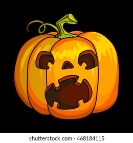 Holiday Halloween Pumpkin Jack Lantern. Vector Illustration