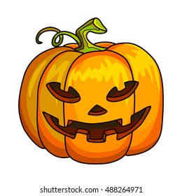 Holiday Halloween Pumpkin Jack Lantern. Vector Illustration