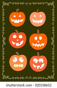 Holiday halloween pumpkins set of vector illustrations