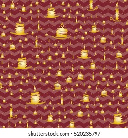 Holiday hand drawn sketch seamless background with candles. Vector illustration