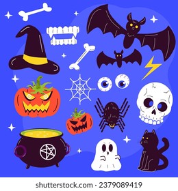 Holiday Happy Halloween funny characters. Halloween cartoon elements.