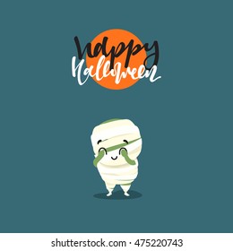 Holiday Happy Halloween. Funny doodle characters. Cute cartoon halloween character costumes, zombie, mummy. Surprised fright, smile and fear,