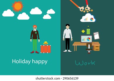 holiday happy and working