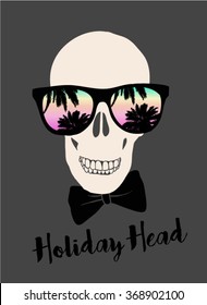 Holiday head skull print in vector