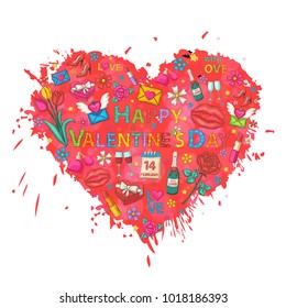  Holiday heart sign.Holiday Clip Art Collection Scrapbook set.Sticker.Themed design. Card Happy Valentines Day icon isolated.Holiday icon in form of heart