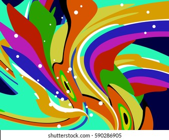 Holiday holi backdrop. Colorful abstract background in vector. Red, green and yellow parts like template for text