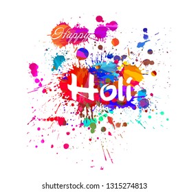 Holiday Holi. Happy holi. Abstraction from colored paint stains. Vector