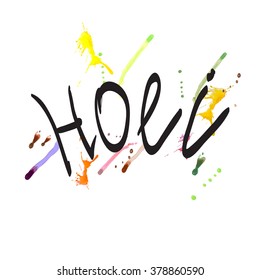 holiday holi isolated calligraphy vector