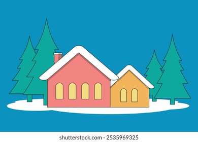 Holiday Homes Or Winter Housing In Christmas Season