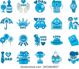 Holiday honoring father. Father's Day celebration icon. Colorful Happy Father's Day elements.