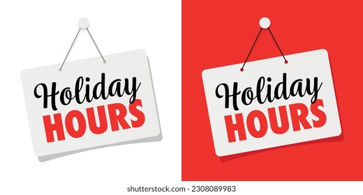 Holiday hours on door sign