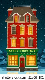 Holiday in the house. Christmas card \ poster \ banner. Vector illustration.