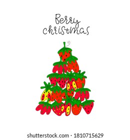 Holiday humorous slogan hand drawn vector illustration. Berry Chrismas lettering. New year bright poster. Perfect for poster, postcard, card, invitation, banner, flyer.
