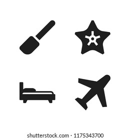 holiday icon. 4 holiday vector icons set. starfish, plane and bed icons for web and design about holiday theme