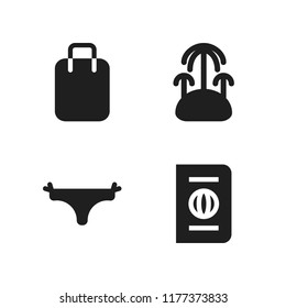 holiday icon. 4 holiday vector icons set. shopping bag, bikini and island icons for web and design about holiday theme