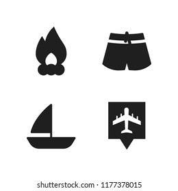 holiday icon. 4 holiday vector icons set. swimsuit, airport pin and sailboat icons for web and design about holiday theme