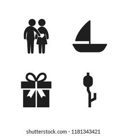 holiday icon. 4 holiday vector icons set. marshmallow, couple in love and present icon icons for web and design about holiday theme