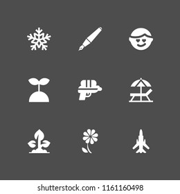 holiday icon. 9 holiday set with plane, tree, glamour and snow vector icons for web and mobile app