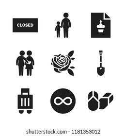 holiday icon. 9 holiday vector icons set. couple in love, closed and rose icons for web and design about holiday theme