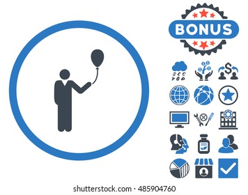 Holiday icon with bonus design elements. Vector illustration style is flat iconic bicolor symbols, smooth blue colors, white background.