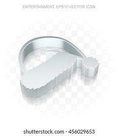 Holiday icon: Flat metallic 3d Christmas Hat, transparent shadow on light background, EPS 10 vector illustration.