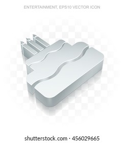 Holiday icon: Flat metallic 3d Cake, transparent shadow on light background, EPS 10 vector illustration.