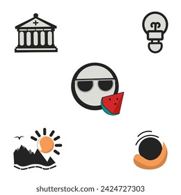 paquete de iconos de vacaciones sobre fondo blanco  
