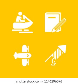 holiday icon set with fireworks, diary and jet ski vector icons for web and graphic design
