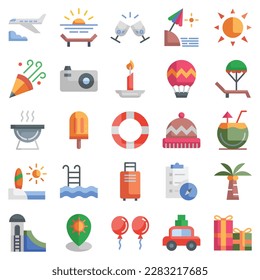 Holiday icon set (flat). The collection includes web design, application design, UI design.