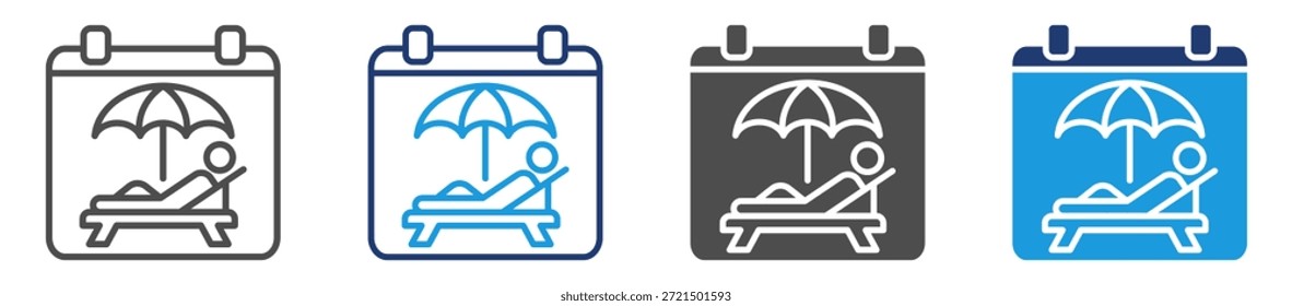 Conjunto de iconos de vacaciones con varios estilos