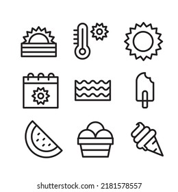 holiday icon set, summer icon, black line on white background. For applications, web, smartphones. EPS 10