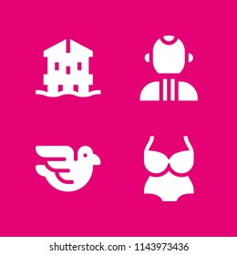 holiday icon set with swimsuit, dove and philippine vector icons for web and graphic design