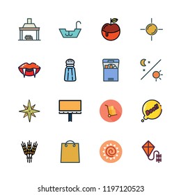 holiday icon set. vector set about wind rose, vampire, packs and kite icons set.