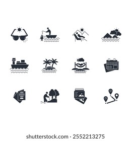 Holiday icon set.vector.Editable stroke.linear style sign for use web design,logo.Symbol illustration.